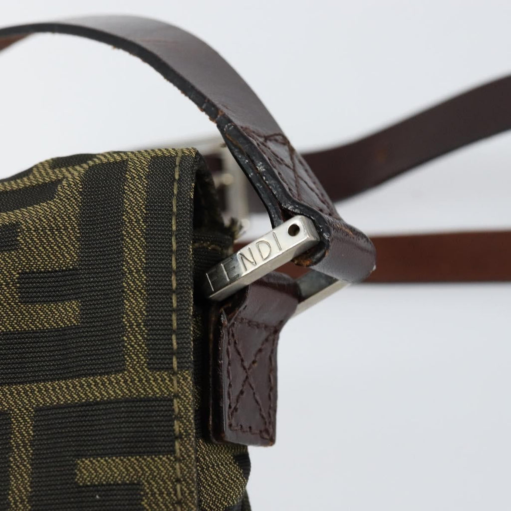 Fendi Flat Messenger Bag Zucca Canvas Brown Canvas Shoulder Bag Bag (Pre-Owned)