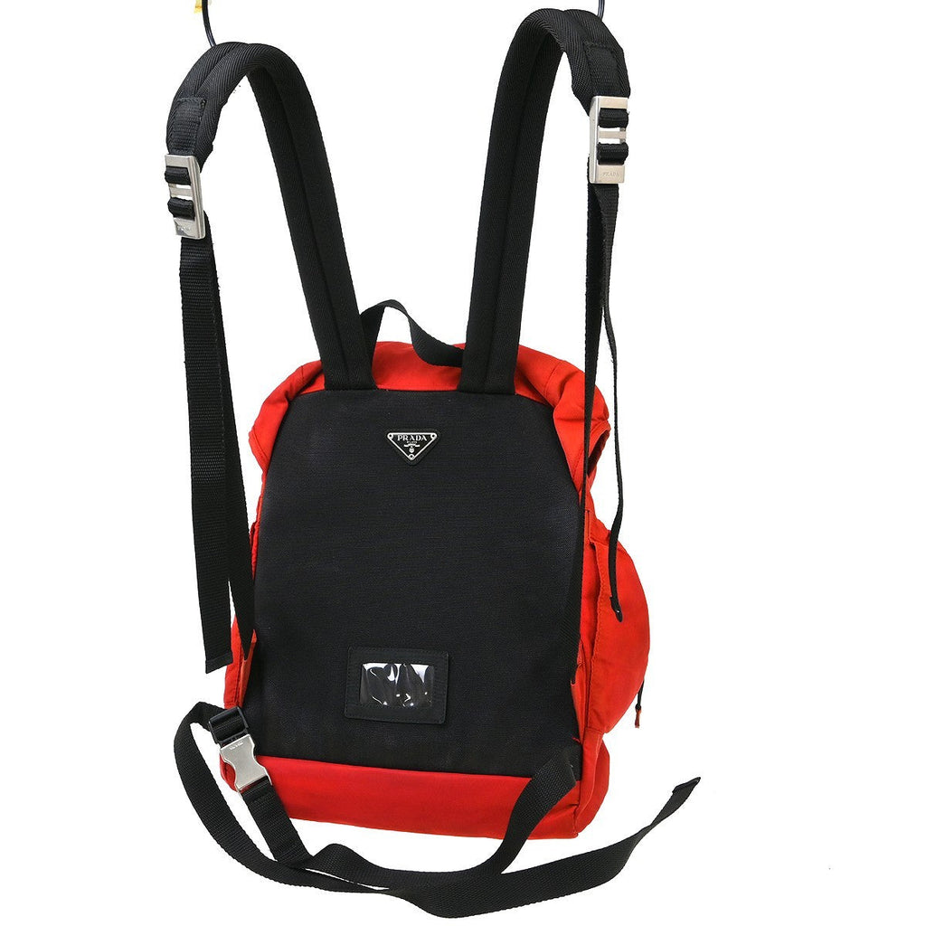 Prada Double Buckle Backpack Tessuto Red Nylon Backpack Bag (Pre-Owned)