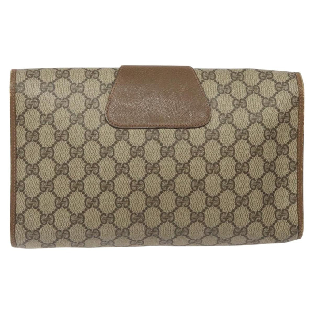 Gucci Sherry Line Pouch Canvas Beige Canvas Clutche & Pouche Bag (Pre-Owned)