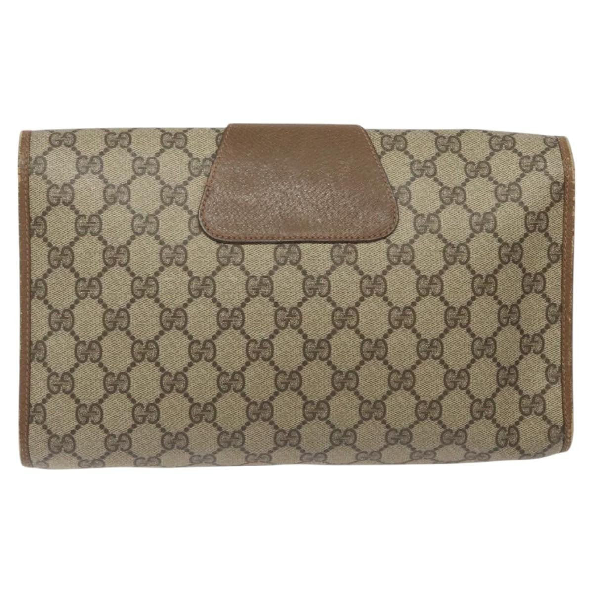 Gucci Sherry Line Pouch Canvas Beige Canvas Clutche & Pouche Bag (Pre-Owned)