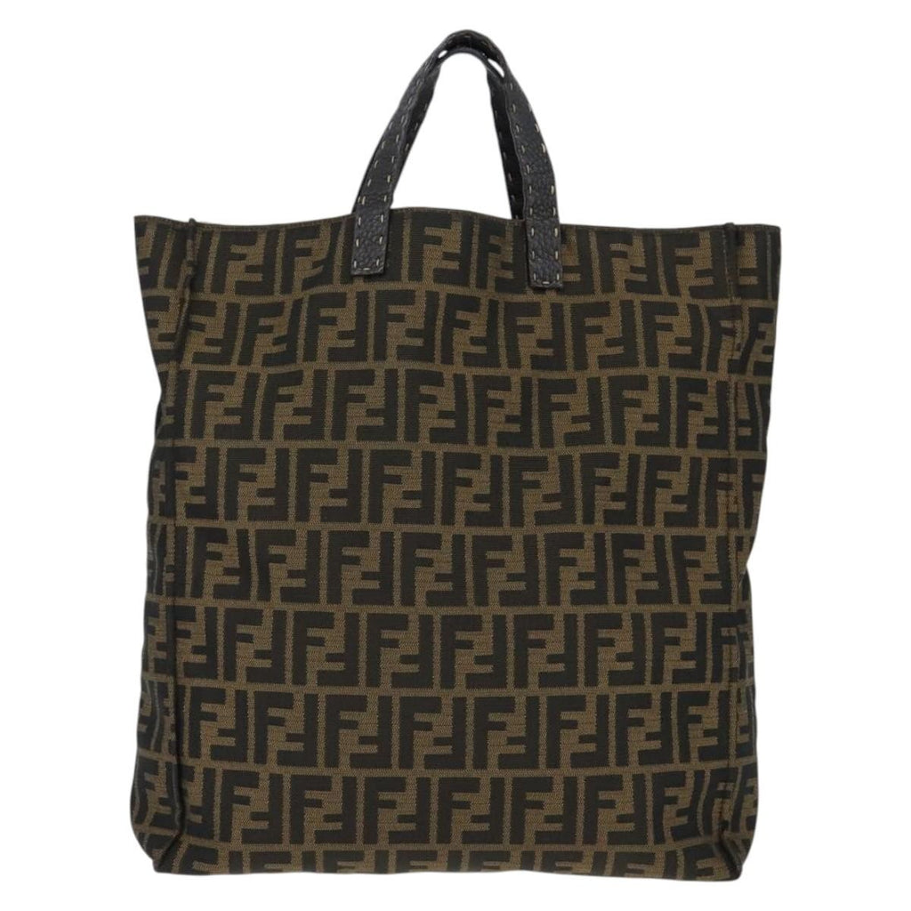 Fendi Open Shopping Tote Zucca Canvas Brown Canvas Tote Bag Bag (Pre-Owned)