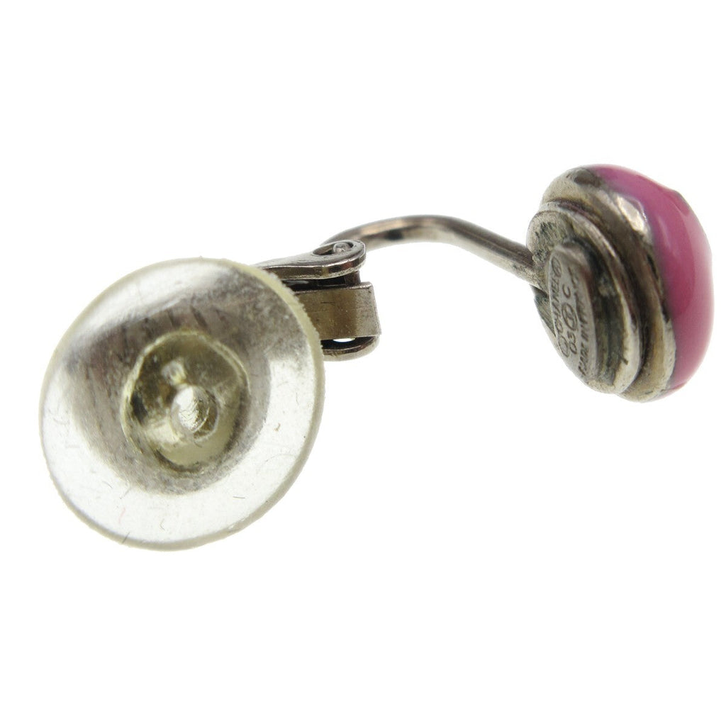 Chanel Cc Round Clip-On Earrings Enamel With Metal Pink Plastic Earrings Jewelry (Pre-Owned)