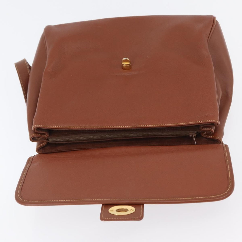 Gucci Vintage Handbag Leather Brown Leather Handbag (Pre-Owned)