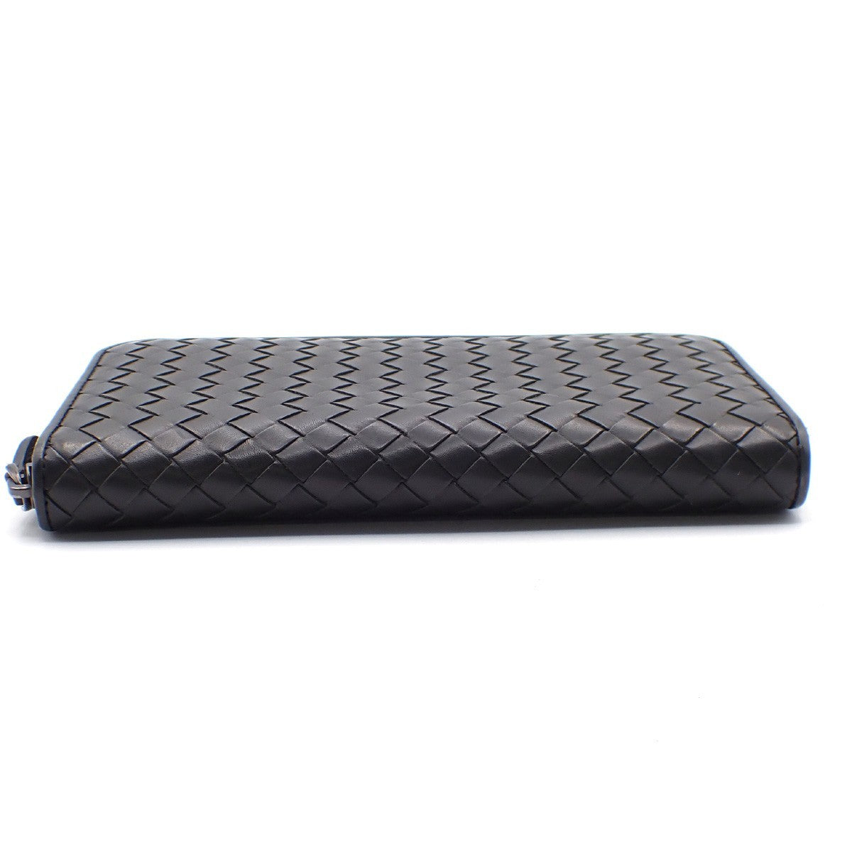 Bottega Veneta Intrecciato Long Zip  Wallet Leather Black Leather Wallets Accessory (Pre-Owned)
