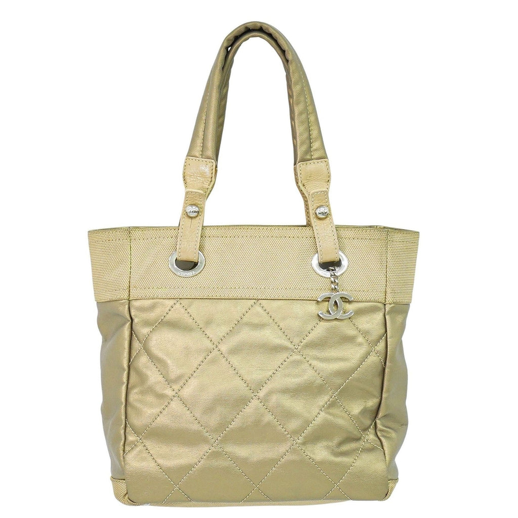 Chanel Biarritz Tote Quilted Coated Canvas Metallic Canvas Tote Bag Bag (Pre-Owned)