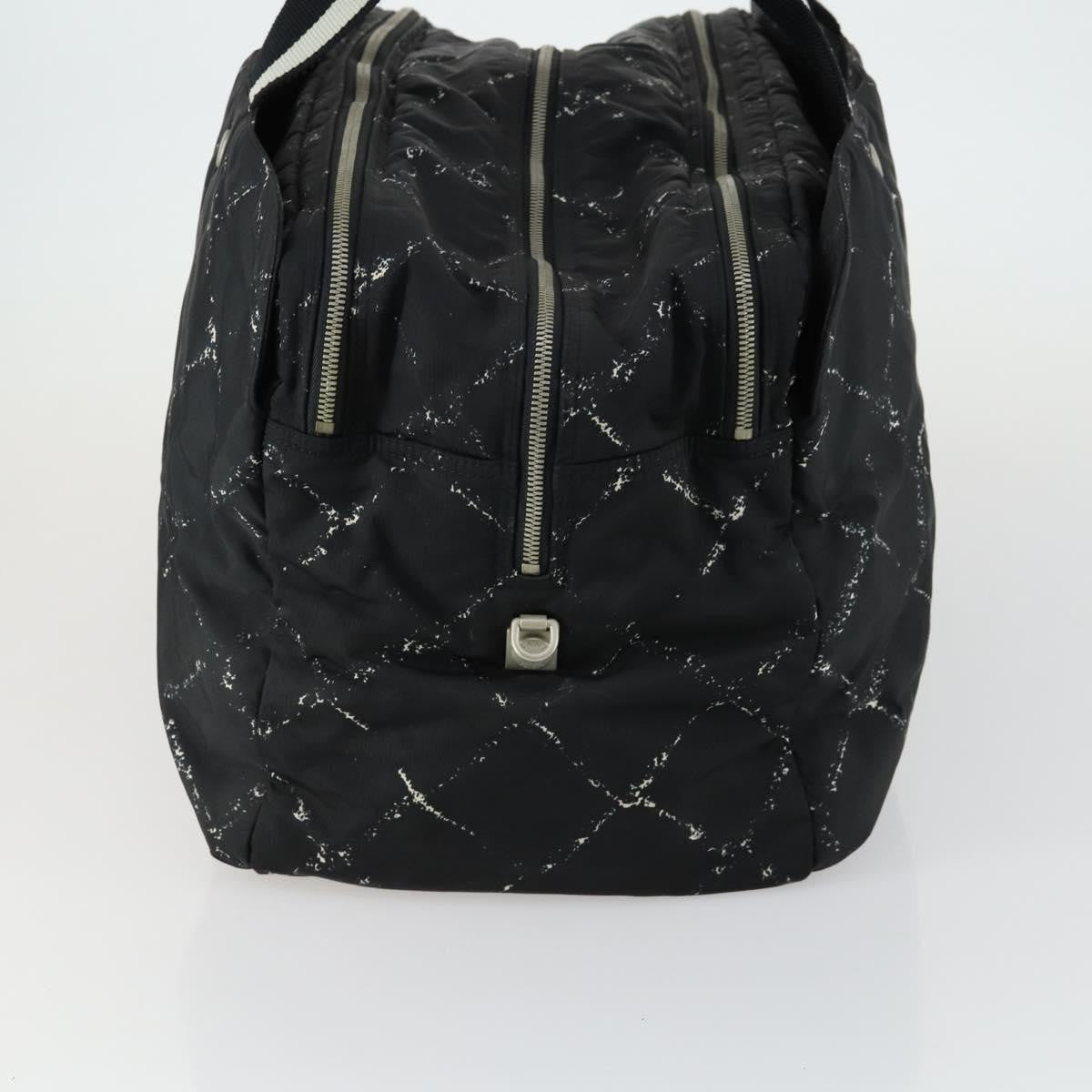 Chanel Travel Line Boston Bag Printed Nylon Black Nylon Travel Bag Bag (Pre-Owned)