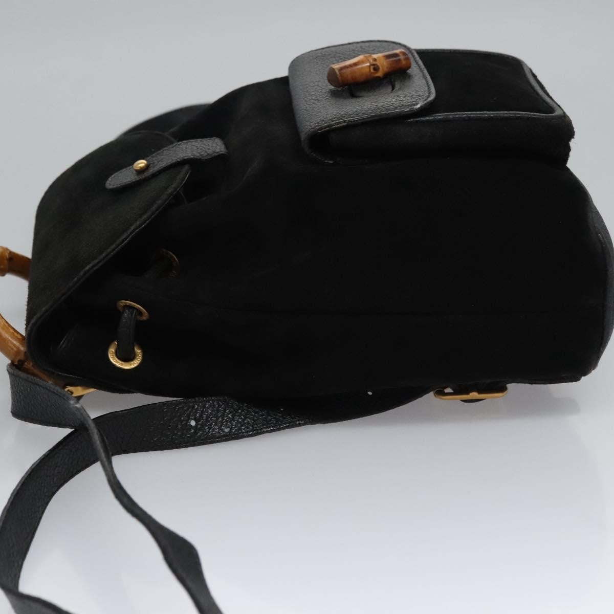 Gucci Gucci Bamboo Backpack Daim Black Suede Backpack Bag (Pre-Owned)