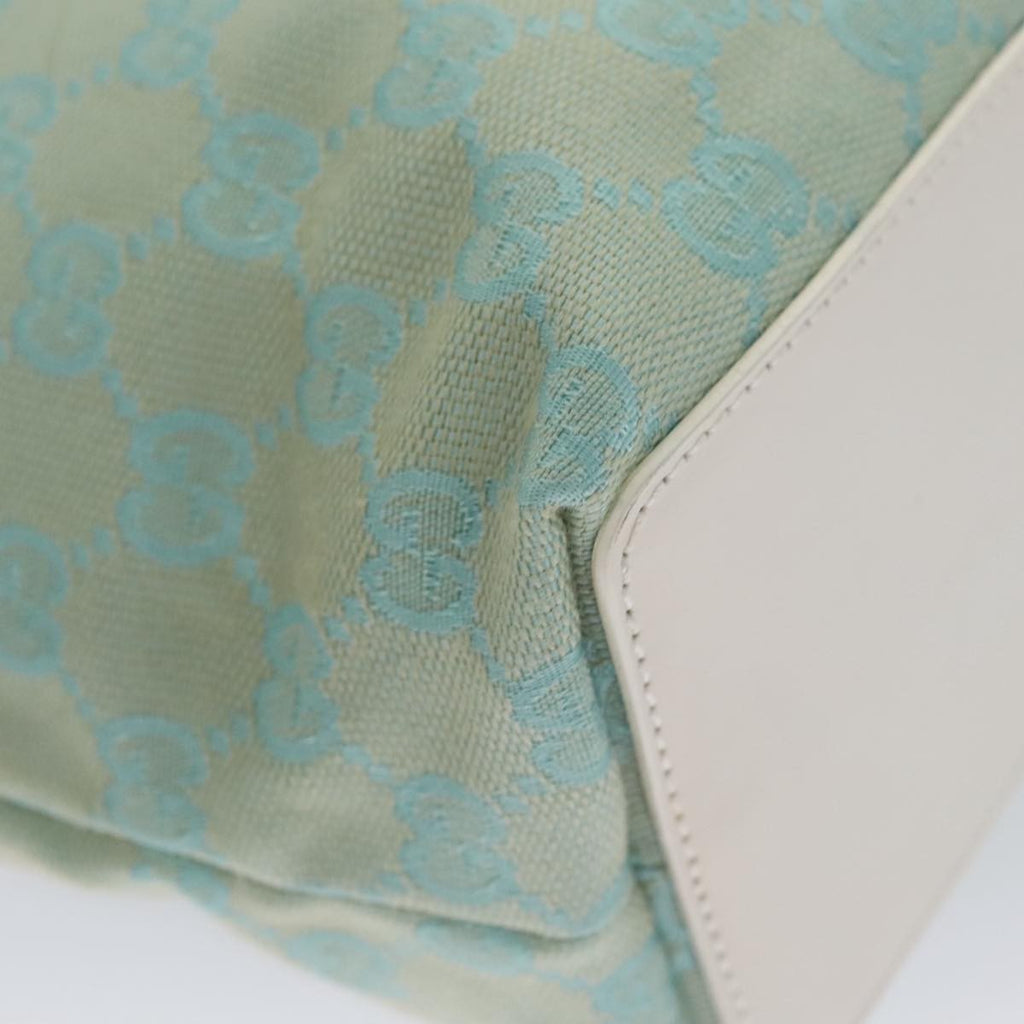 Gucci Vintage Bucket Shopping Tote Gg Canvas Blue Canvas Tote Bag Bag (Pre-Owned)
