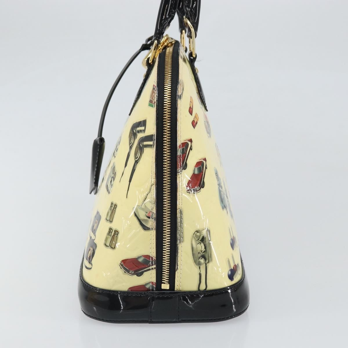 Louis Vuitton Alma Handbag Limited Edition Stickers Monogram Vernis White Patent_Leather Handbag (Pre-Owned)