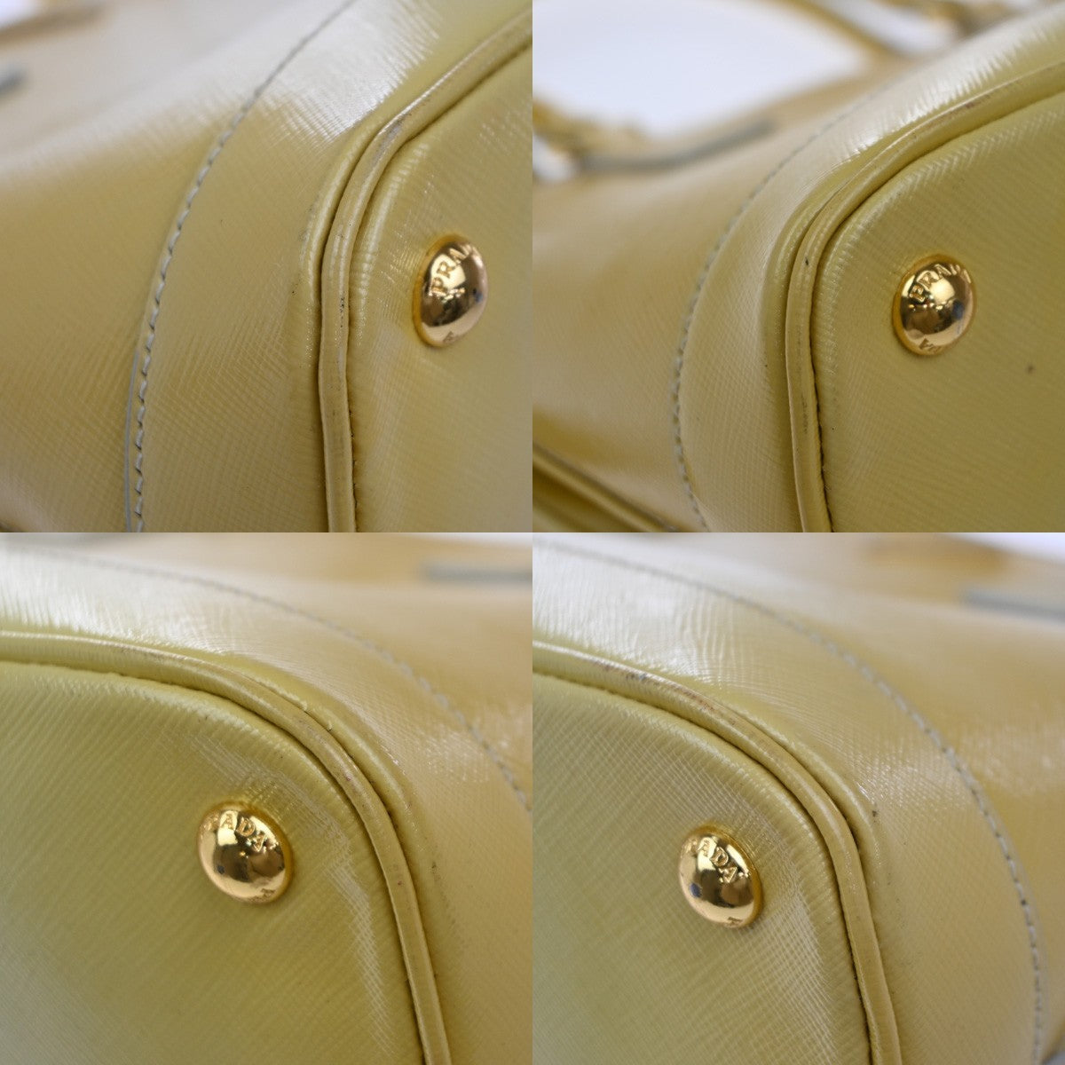 Prada Open Promenade Bag Saffiano Leather Yellow Leather Handbag (Pre-Owned)