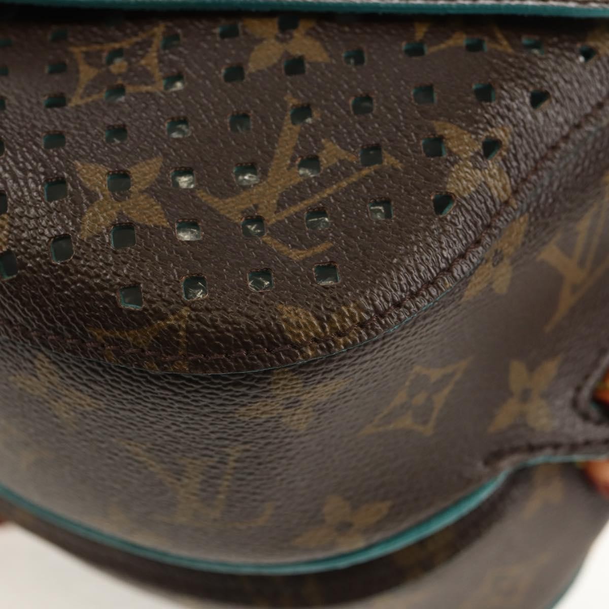 Louis Vuitton Flore Saumur Handbag Perforated Monogram Canvas Brown Canvas Shoulder Bag Bag (Pre-Owned)