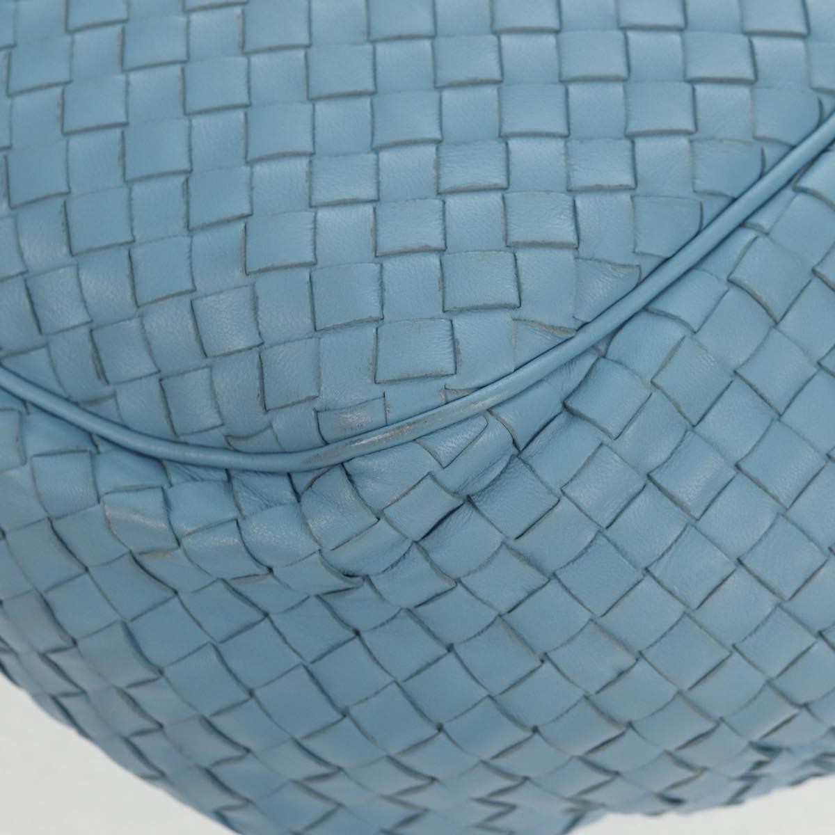 Bottega Veneta Intrecciato Shoulder Bag Leather Blue Leather Shoulder Bag Bag (Pre-Owned)