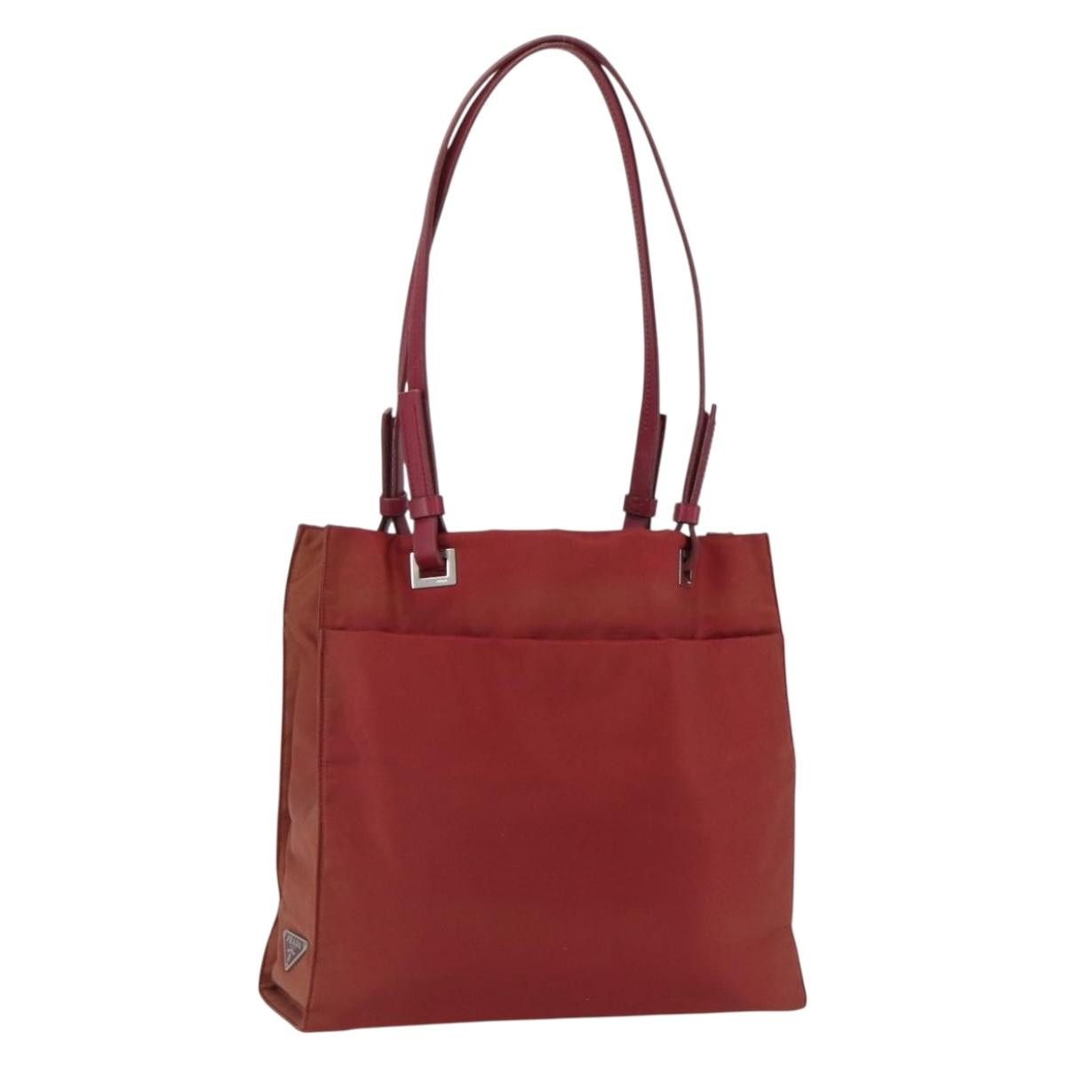 Prada Vintage Tote Tessuto Red Nylon Tote Bag Bag (Pre-Owned)