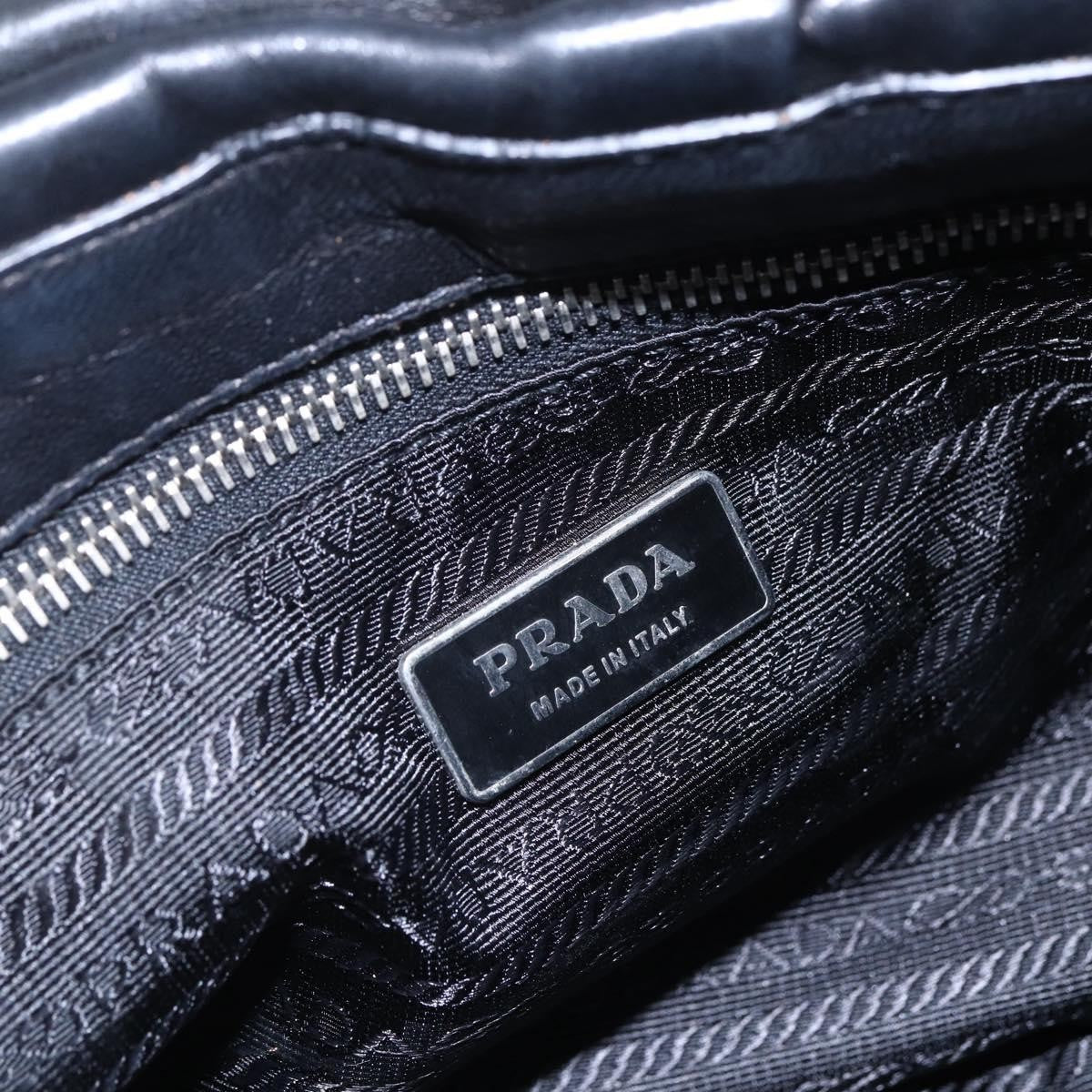 Prada Pushlock Shoulder Bag Leather Black Leather Shoulder Bag Bag (Pre-Owned)