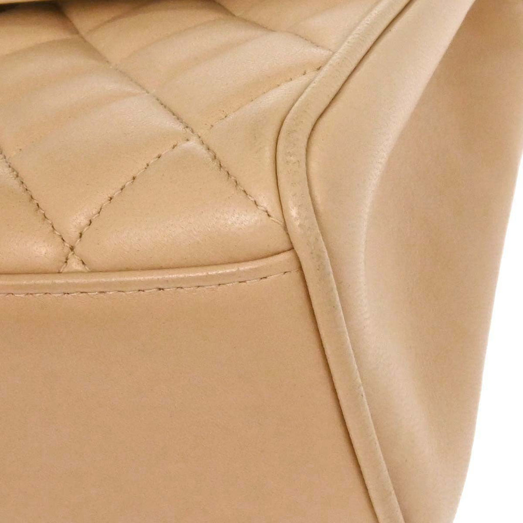 Chanel Vintage Top Handle Flap Bag Quilted Lambskin Beige Leather Handbag (Pre-Owned)