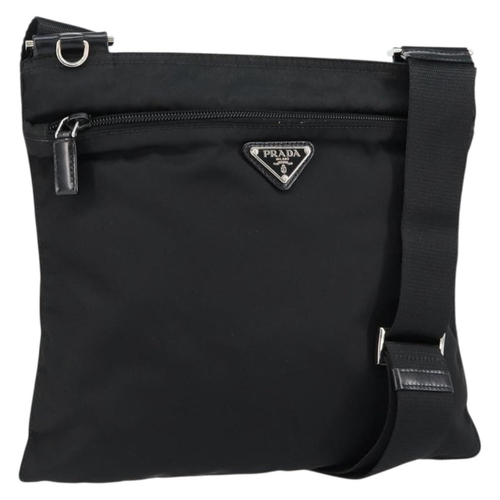 Prada Front Pocket Messenger Bag Tessuto Black Nylon Shoulder Bag Bag (Pre-Owned)