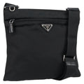 Prada Front Pocket Messenger Bag Tessuto Black Nylon Shoulder Bag Bag (Pre-Owned)