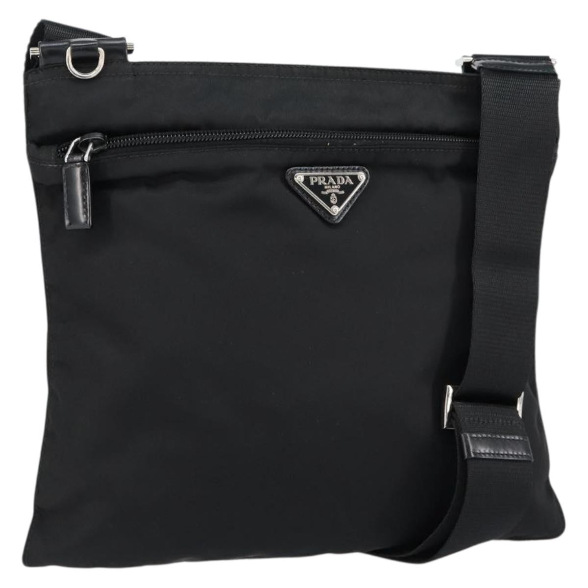 Prada Front Pocket Messenger Bag Tessuto Black Nylon Shoulder Bag Bag (Pre-Owned)