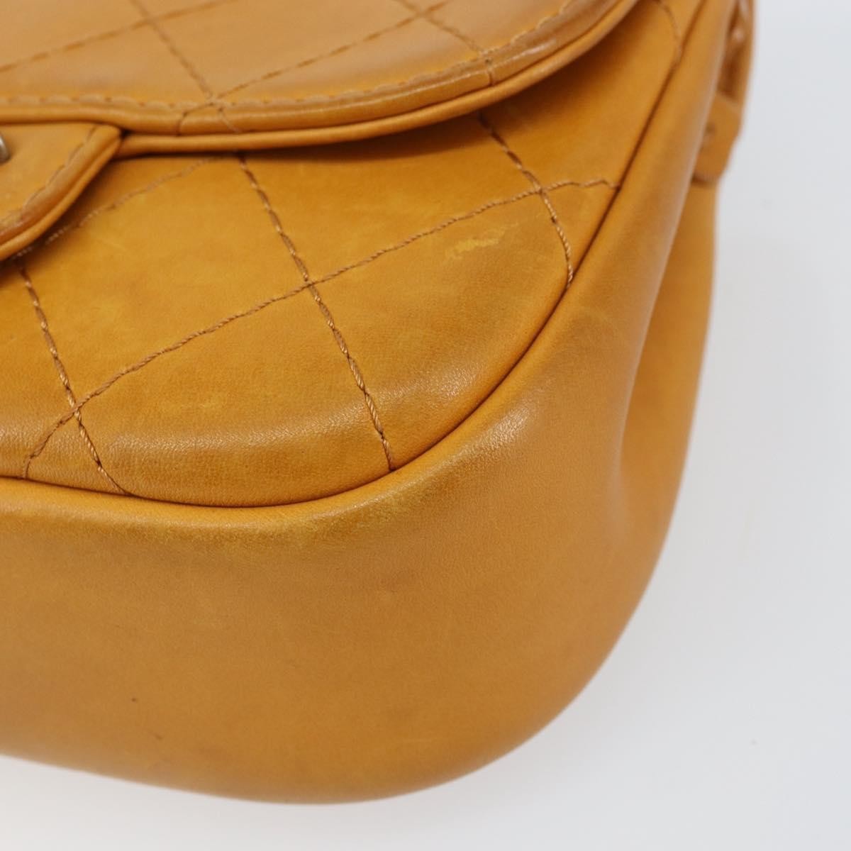 Chanel Chain Flap Bag Quilted Leather Orange Leather Shoulder Bag Bag (Pre-Owned)