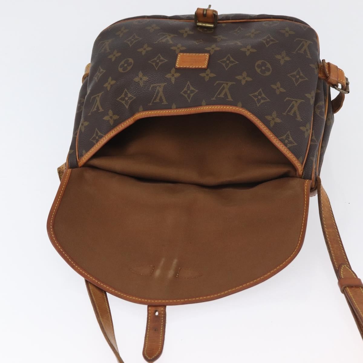 Louis Vuitton Saumur Handbag Monogram Canvas Brown Canvas Shoulder Bag Bag (Pre-Owned)