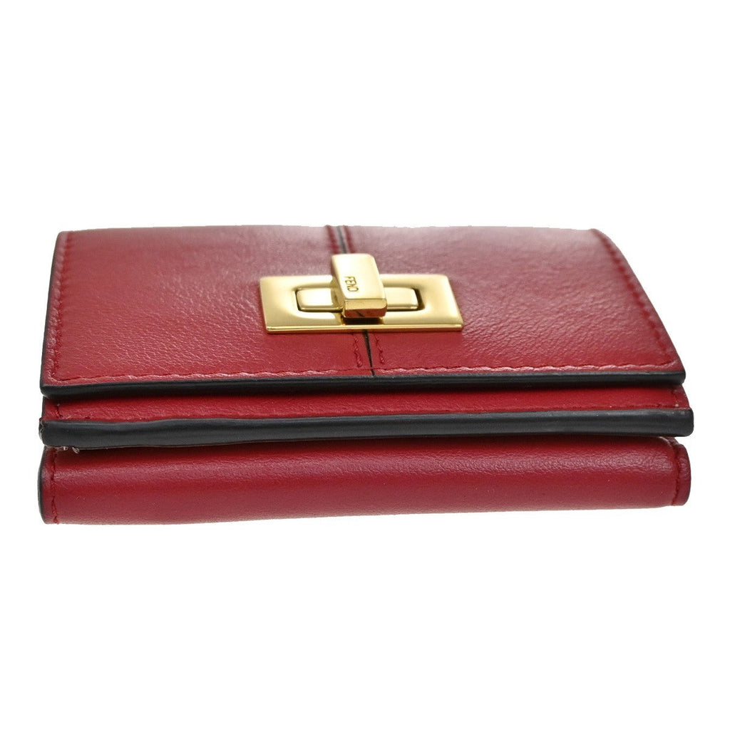 Fendi Peekaboo Wallet Leather Red Leather Wallets Accessory (Pre-Owned)
