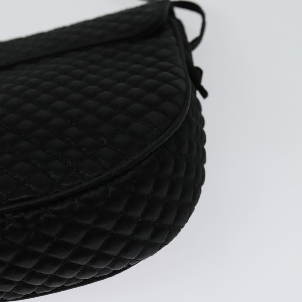 Bottega Veneta Intrecciato Clutch Bag Calfskin Black Satin Shoulder Bag Bag (Pre-Owned)