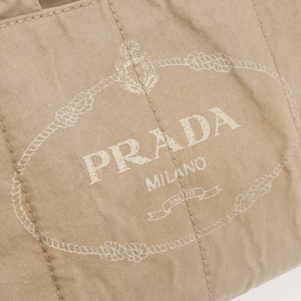 Prada Canapa Tote Canvas Beige Canvas Tote Bag Bag (Pre-Owned)