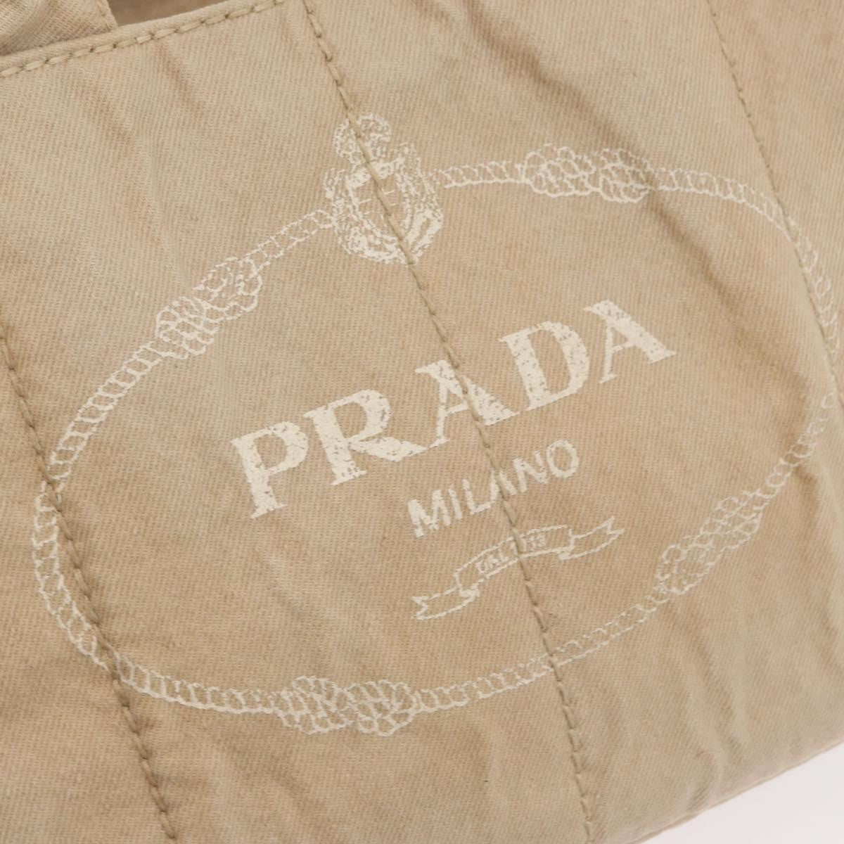 Prada Canapa Tote Canvas Beige Canvas Tote Bag Bag (Pre-Owned)