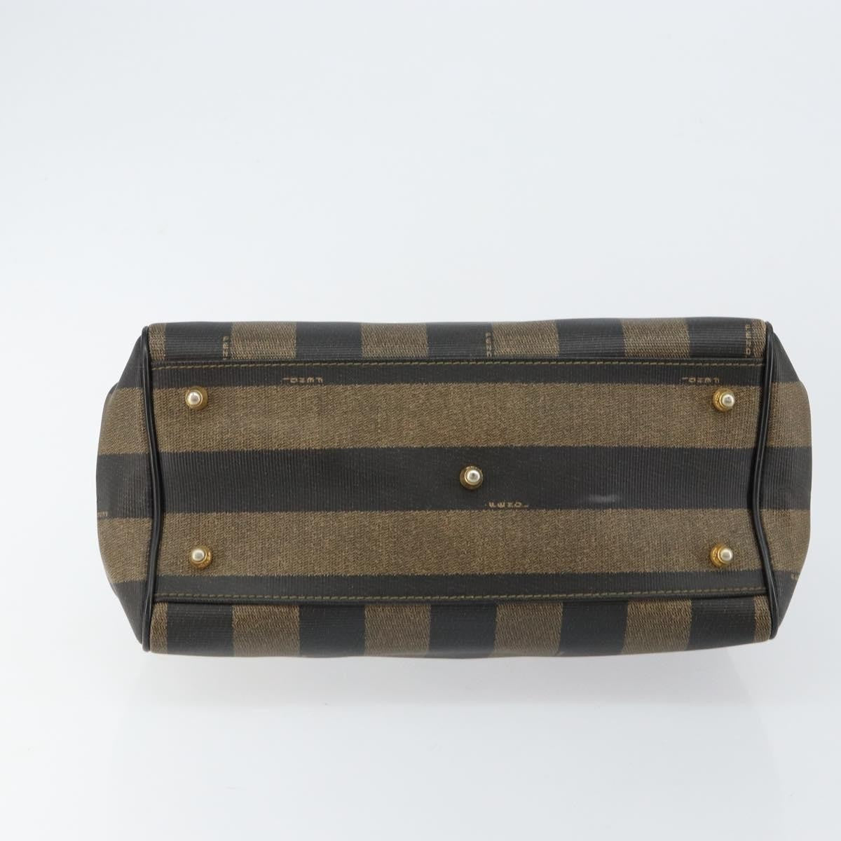 Fendi Vintage Pequin Boston Bag Coated Canvas Black Canvas Bag (Pre-Owned)