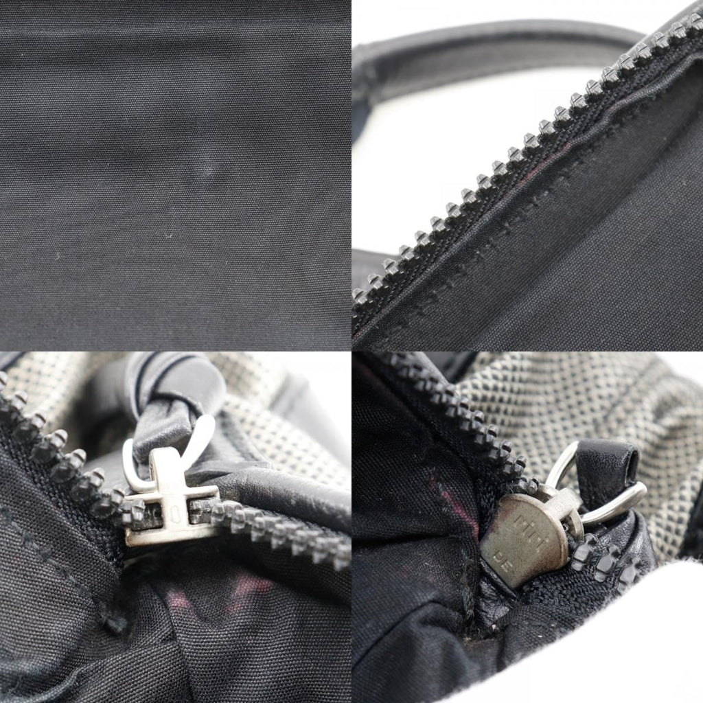 Bottega Veneta Vintage Handbag Leather Gray Canvas Handbag (Pre-Owned)