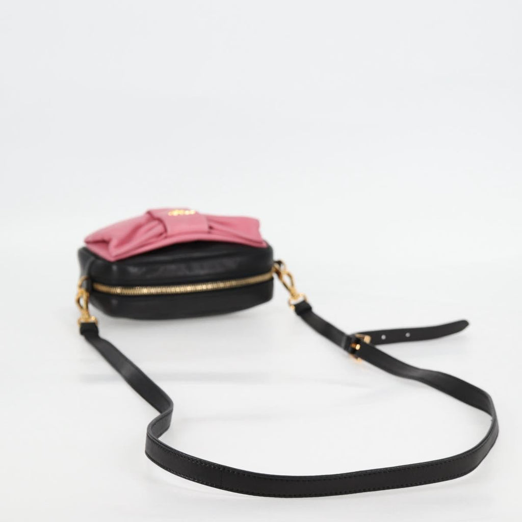 Prada Bow Camera Crossbody Bag Nappa Leather Black Leather Shoulder Bag Bag (Pre-Owned)