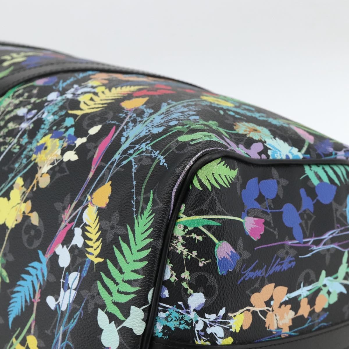 Louis Vuitton Keepall Bandouliere Bag Limited Edition Foliage Monogram Eclipse Black Canvas Travel Bag Bag (Pre-Owned)