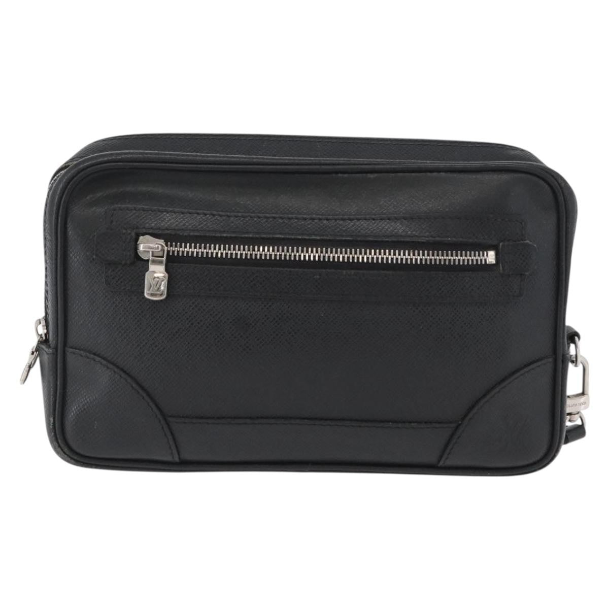 Louis Vuitton Pavel Handbag Taiga Leather Black Leather Clutche & Pouche Bag (Pre-Owned)