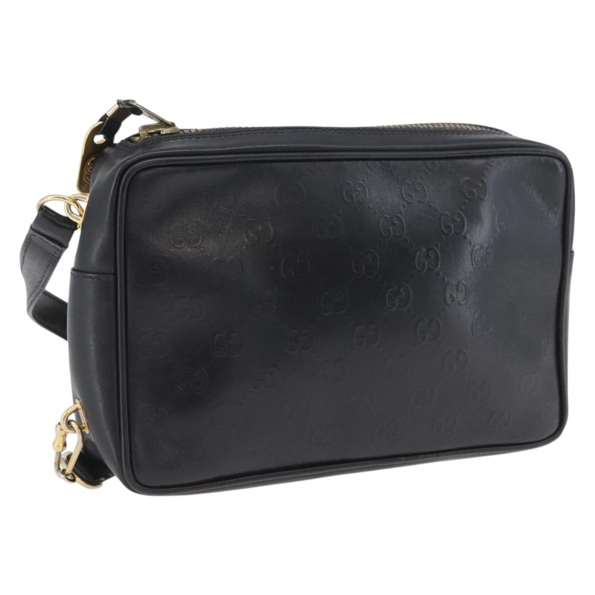 Gucci Vintage Clutch Bag Leather Black Leather Clutche & Pouche Bag (Pre-Owned)