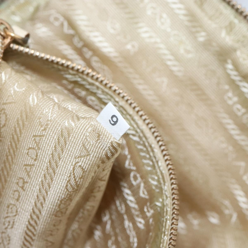 Prada Vintage Handbag Tessuto Beige Nylon Handbag (Pre-Owned)