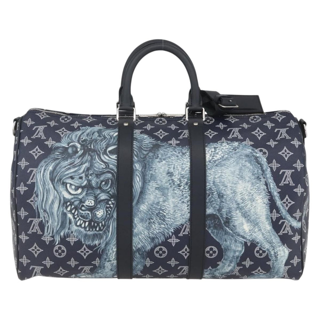 Louis Vuitton Keepall Bandouliere Bag Limited Edition Chapman Savane Monogram Canvas Navy Canvas Travel Bag Bag (Pre-Owned)