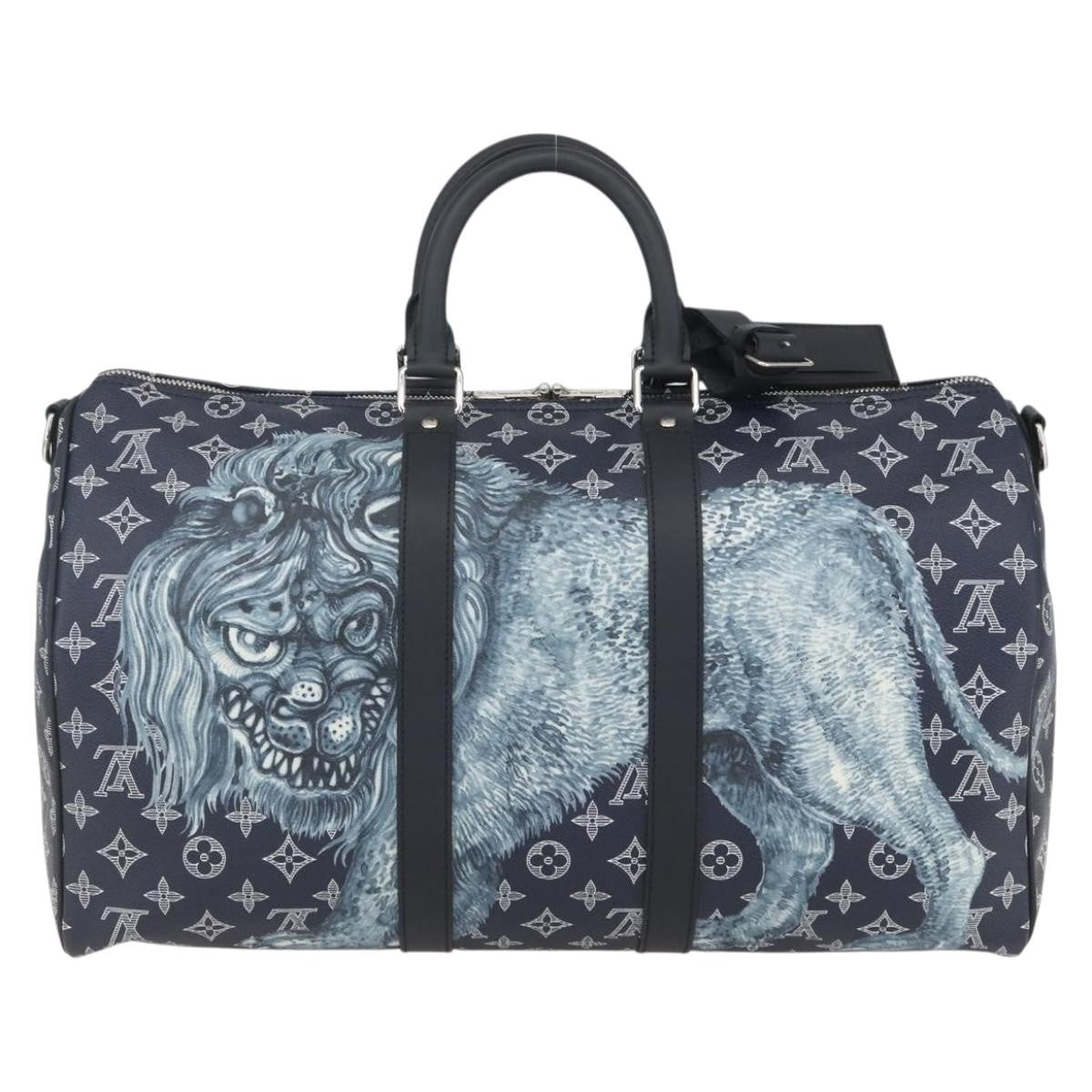 Louis Vuitton Keepall Bandouliere Bag Limited Edition Chapman Savane Monogram Canvas Navy Canvas Travel Bag Bag (Pre-Owned)