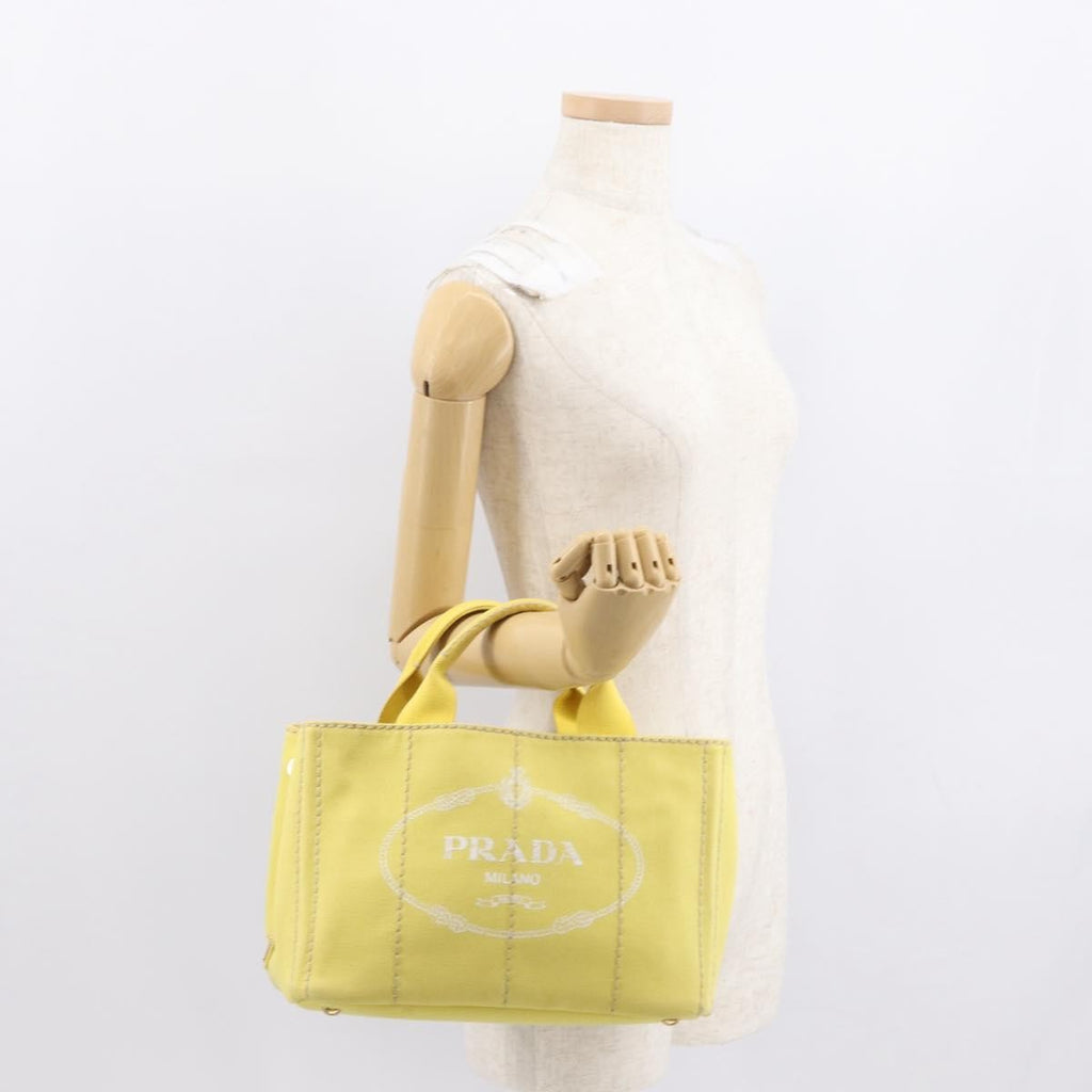 Prada Canapa Convertible Tote Canvas Gold Canvas Tote Bag Bag (Pre-Owned)
