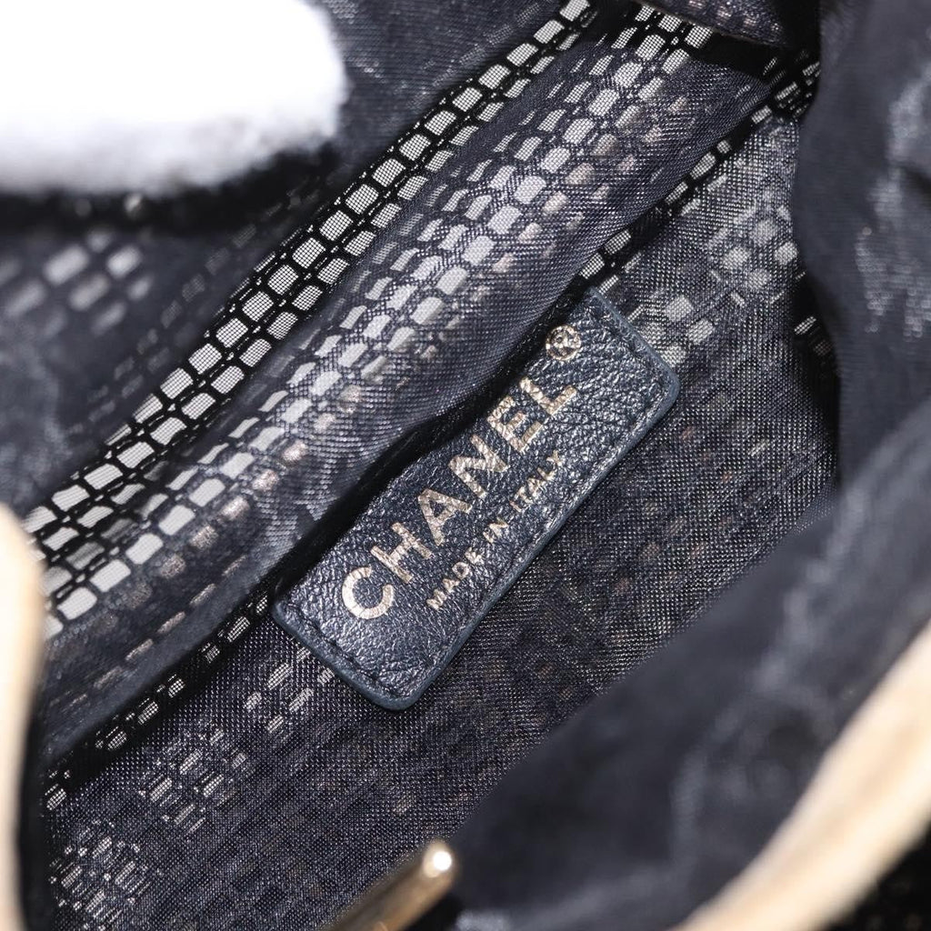 Chanel Chain Bucket Bag Mesh And Leather Black Leather Shoulder Bag Bag (Pre-Owned)