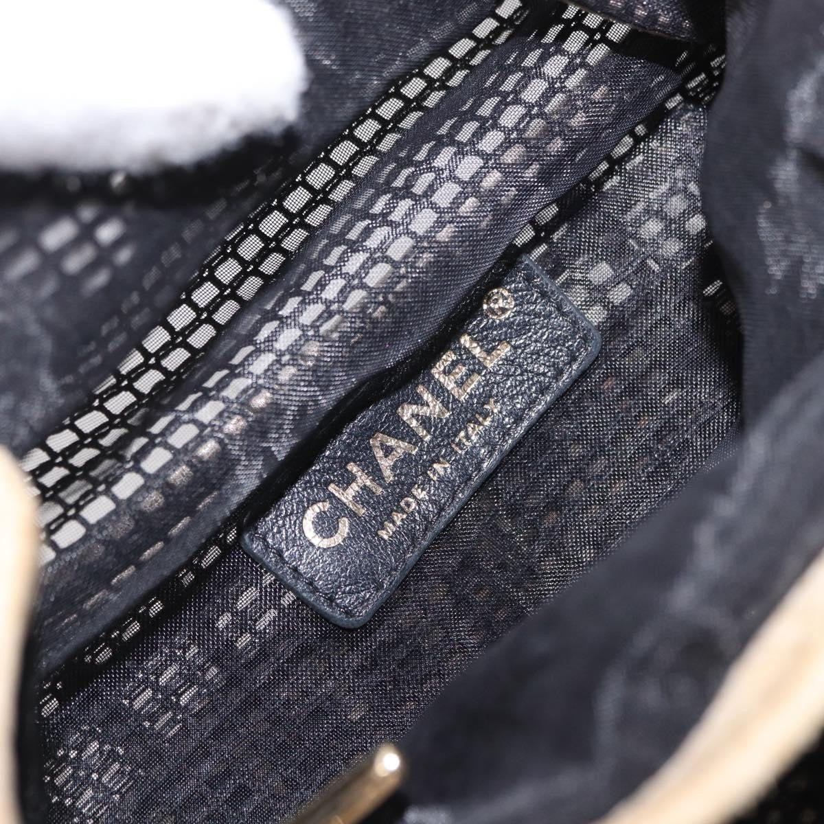 Chanel Chain Bucket Bag Mesh And Leather Black Leather Shoulder Bag Bag (Pre-Owned)