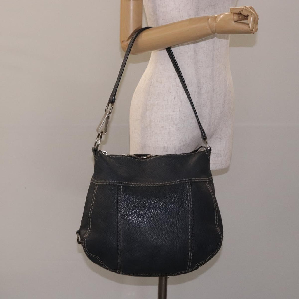 Prada Vintage Shoulder Bag Leather Navy Leather Shoulder Bag Bag (Pre-Owned)