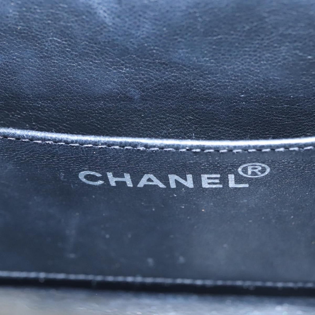 Chanel Vintage Metal Box Bag Quilted Patent Black Patent_Leather Handbag (Pre-Owned)
