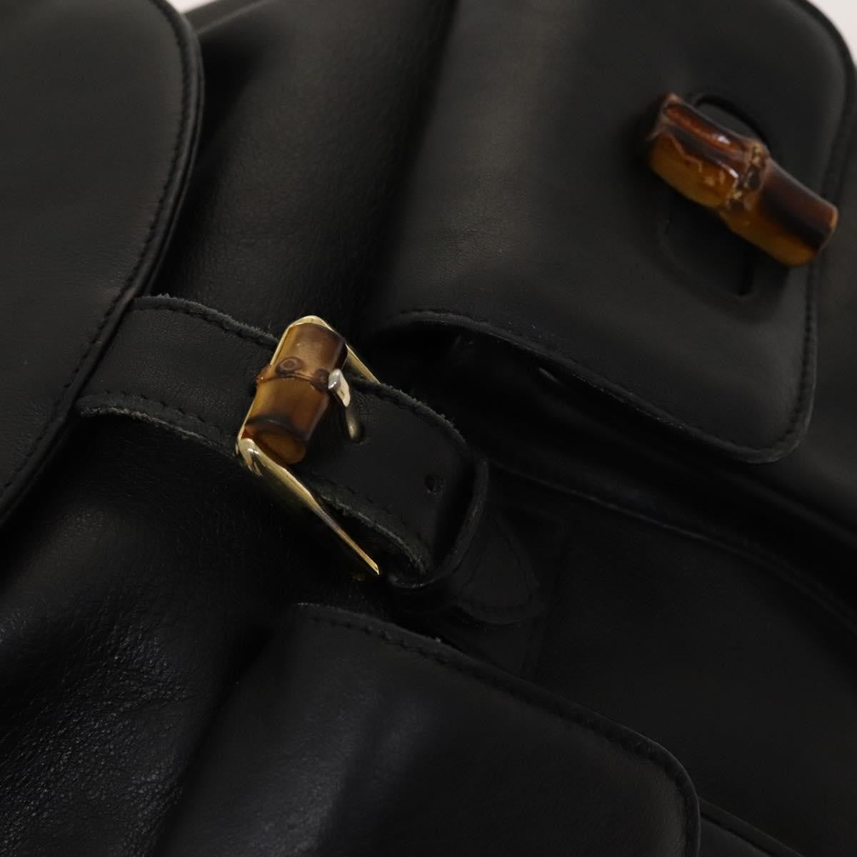 Gucci Vintage Bamboo Backpack Leather Black Leather Backpack Bag (Pre-Owned)