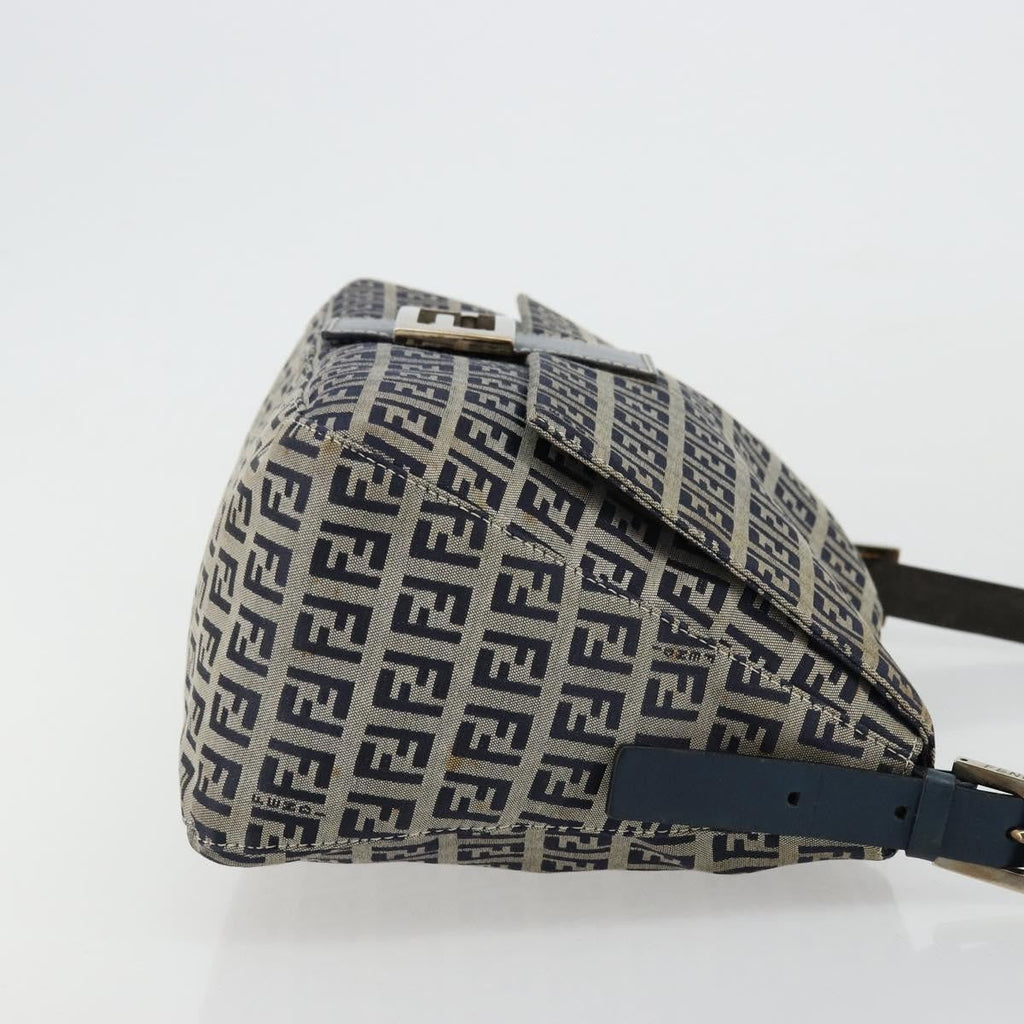 Fendi Mama Forever Bag Zucchino Canvas Navy Canvas Shoulder Bag Bag (Pre-Owned)