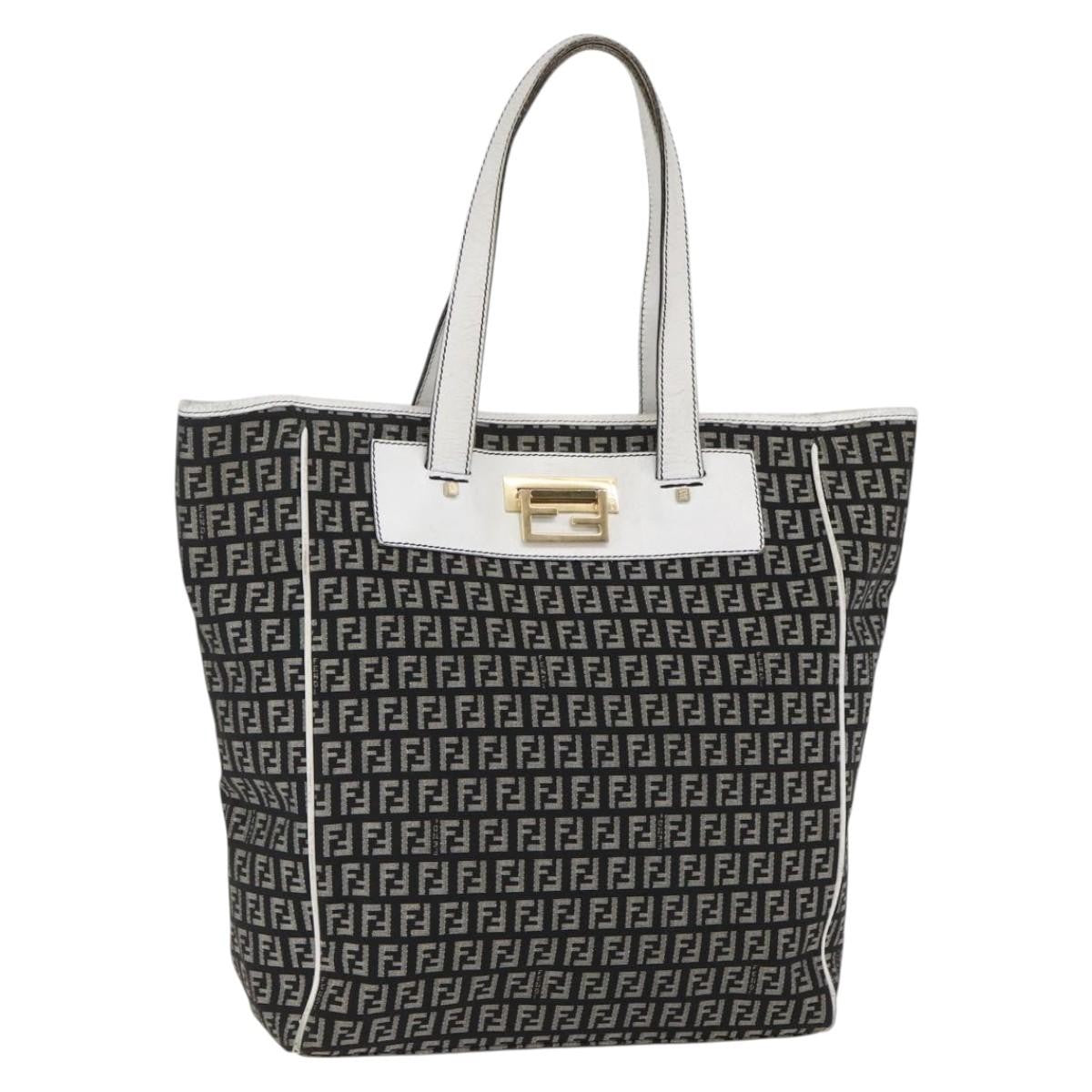 Fendi Zucca Tote Bag Canvas Black Canvas Tote Bag Bag (Pre-Owned)