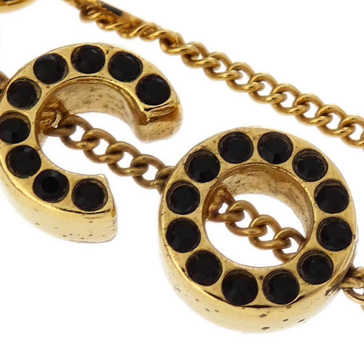 Chanel Cc Charm Bracelet Metal With Crystal Gold Gold_Plated Bracelet Jewelry (Pre-Owned)