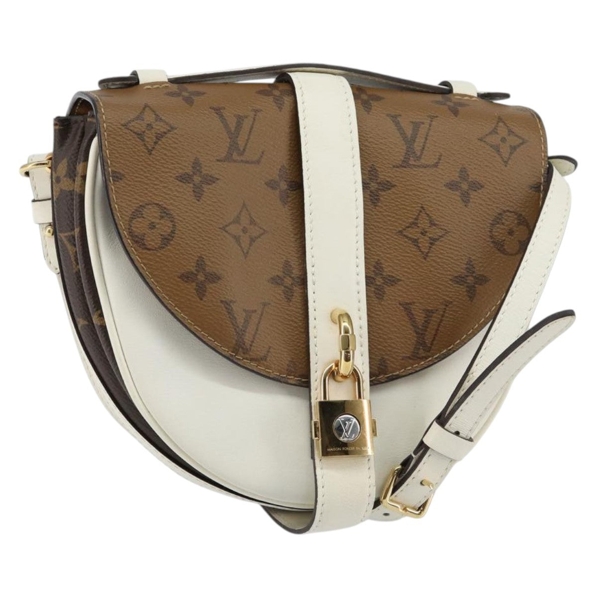 Louis Vuitton Chantilly Lock Handbag Reverse Monogram Canvas And Leather White Leather Shoulder Bag Bag (Pre-Owned)