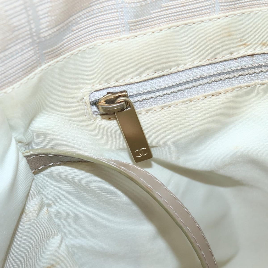 Chanel Travel Line Tote Nylon Beige Nylon Bag (Pre-Owned)