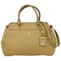 Prada Vintage Handbag Leather Beige Leather Handbag (Pre-Owned)