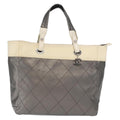 Chanel Biarritz Tote Nylon Silver Nylon Tote Bag Bag (Pre-Owned)